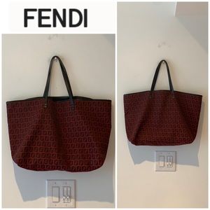 Fendi Zucca burgundy red/black monogram tote bag